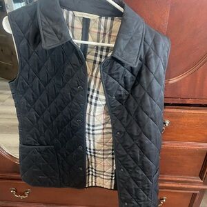 Black Quilted Vest with Plaid Lining